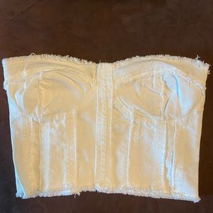 Size 6, denim strapless crop top